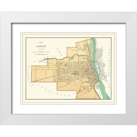 Albany New York - Andrews 1895 White Modern Wood Framed Art Print with Double Matting by Andrews