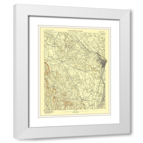 Albany New York Sheet - USGS 1893 White Modern Wood Framed Art Print with Double Matting by USGS