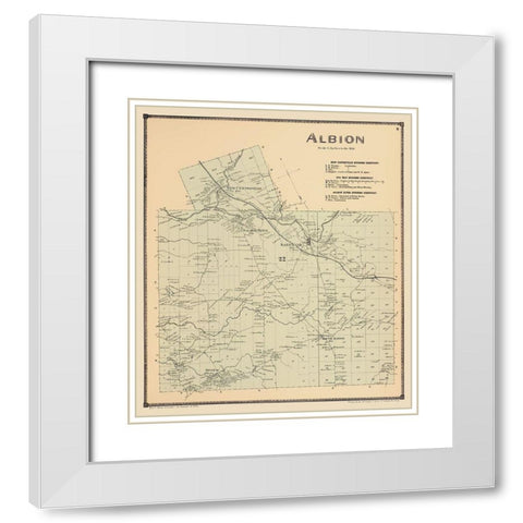 Albion New York Landowner - Stone 1867 White Modern Wood Framed Art Print with Double Matting by Stone