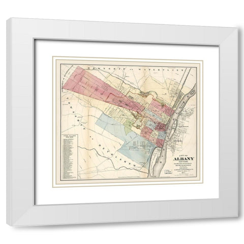 Albany New York - Bingham 1877  White Modern Wood Framed Art Print with Double Matting by Bingham
