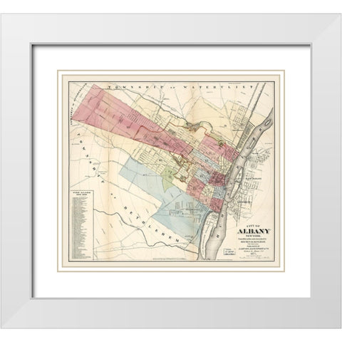 Albany New York - Bingham 1877  White Modern Wood Framed Art Print with Double Matting by Bingham
