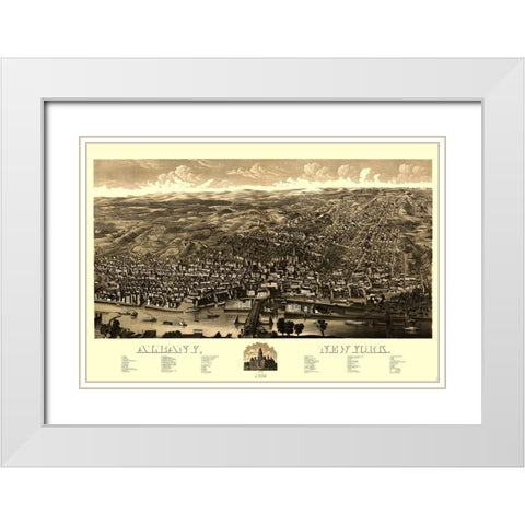 Albany New York -1879 White Modern Wood Framed Art Print with Double Matting by Unknown