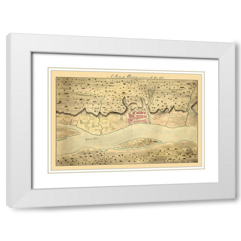 Albany New York -1758 White Modern Wood Framed Art Print with Double Matting by Unknown