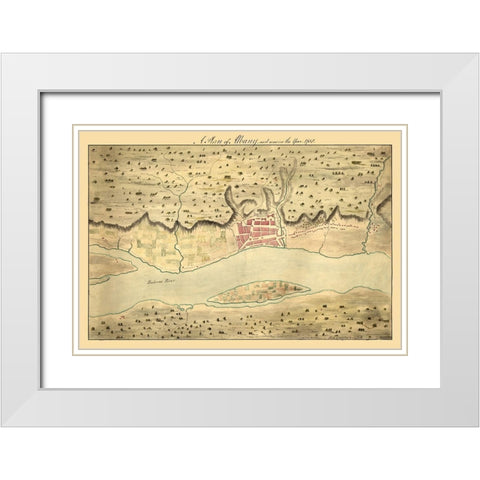 Albany New York -1758 White Modern Wood Framed Art Print with Double Matting by Unknown