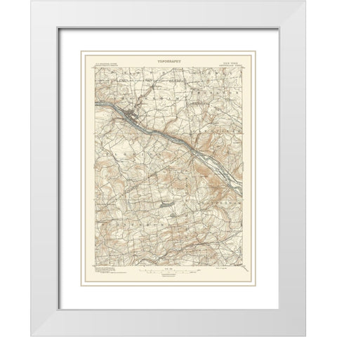 Amsterdam New York Sheet - USGS 1895 White Modern Wood Framed Art Print with Double Matting by USGS