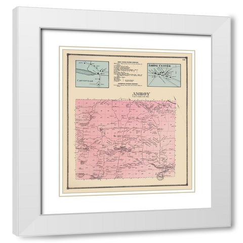 Amboy New York Landowner - Stone 1867 White Modern Wood Framed Art Print with Double Matting by Stone