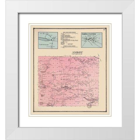 Amboy New York Landowner - Stone 1867 White Modern Wood Framed Art Print with Double Matting by Stone