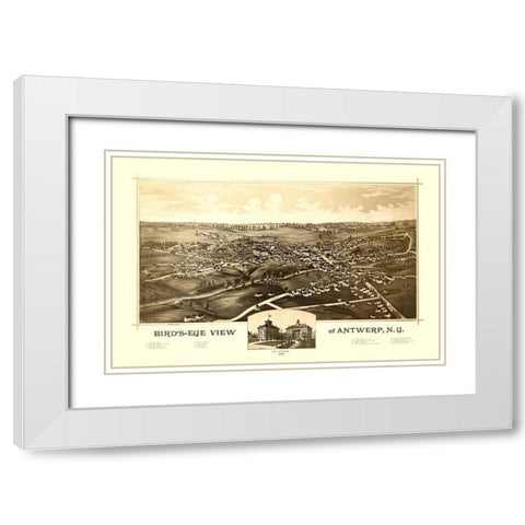 Antwerp New York - Burleigh 1888  White Modern Wood Framed Art Print with Double Matting by Burleigh
