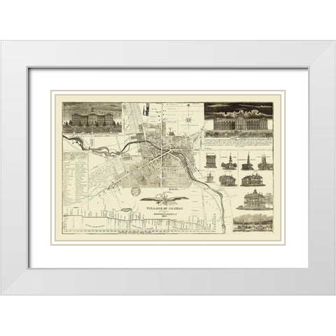Auburn New York Landowner - Hagaman 1837 White Modern Wood Framed Art Print with Double Matting by Hagaman