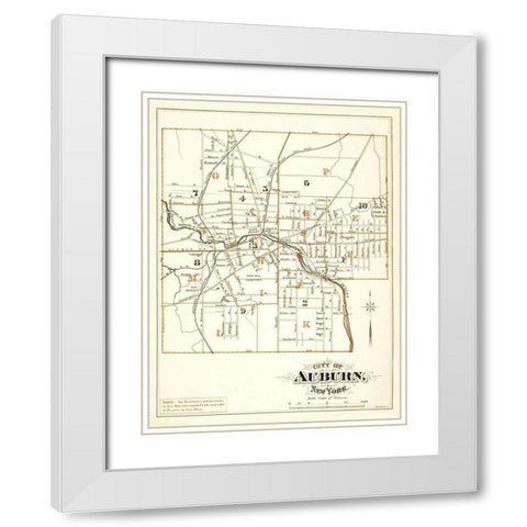Auburn New York - Mac Cormac 1875 White Modern Wood Framed Art Print with Double Matting by Mac Cormac