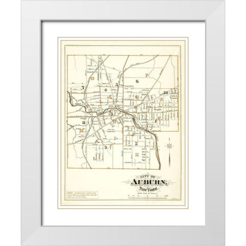 Auburn New York - Mac Cormac 1875 White Modern Wood Framed Art Print with Double Matting by Mac Cormac