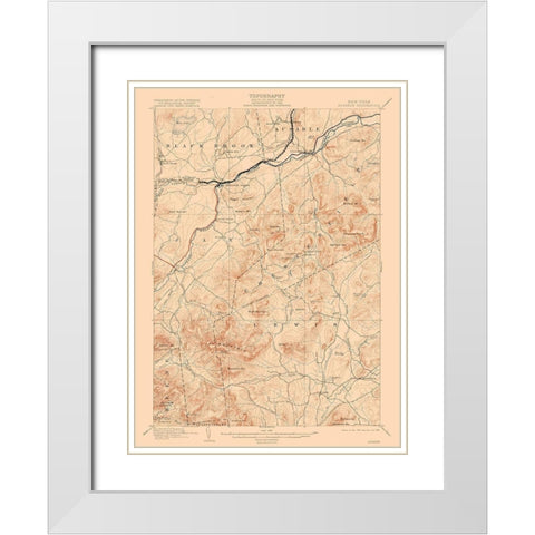 Ausable New York Quad - USGS 1903 White Modern Wood Framed Art Print with Double Matting by USGS