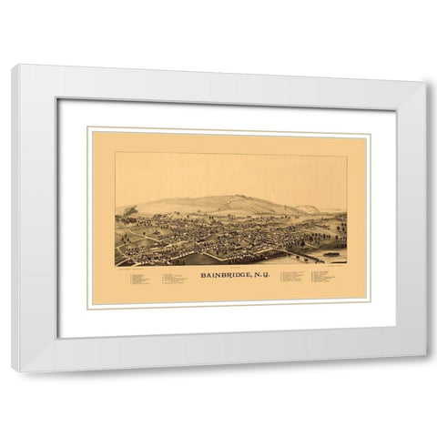Bainbridge New York - Burleigh 1889  White Modern Wood Framed Art Print with Double Matting by Burleigh