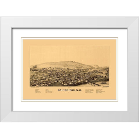 Bainbridge New York - Burleigh 1889  White Modern Wood Framed Art Print with Double Matting by Burleigh