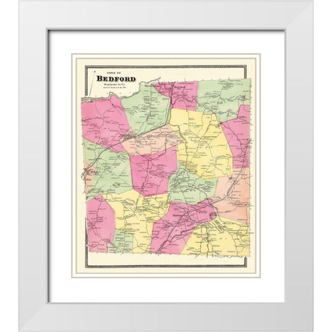 Bedford New York Landowner - Beers 1868 White Modern Wood Framed Art Print with Double Matting by Beers