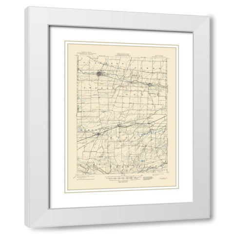 Bergen New York Quad - USGS 1899 White Modern Wood Framed Art Print with Double Matting by USGS