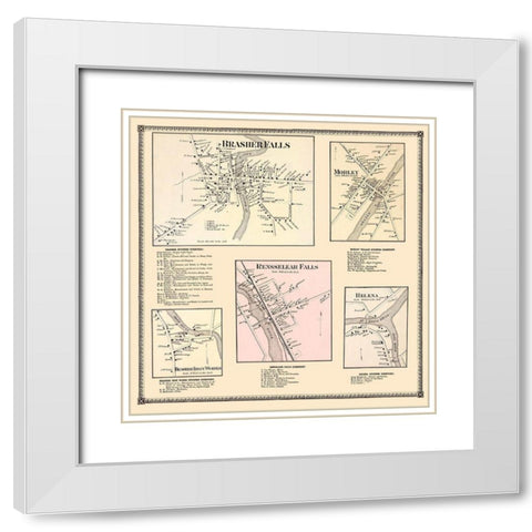 Brasher Falls, Morley, Renssellear Falls, Helena White Modern Wood Framed Art Print with Double Matting by Stone
