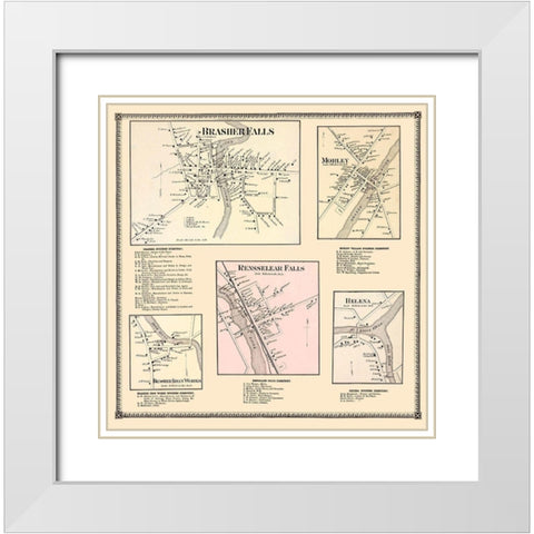 Brasher Falls, Morley, Renssellear Falls, Helena White Modern Wood Framed Art Print with Double Matting by Stone
