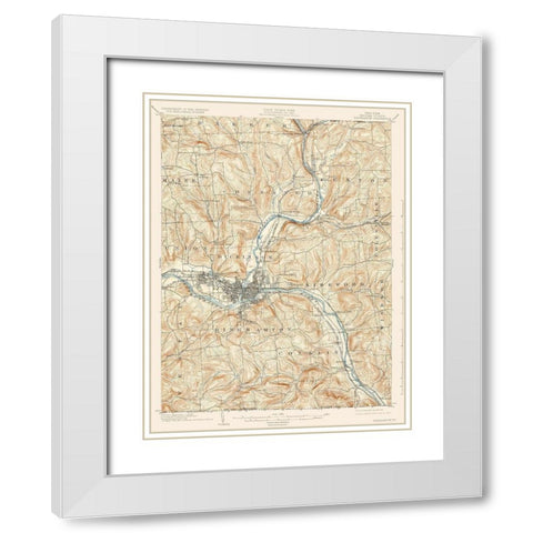 Binghamton New York Quad - USGS 1904 White Modern Wood Framed Art Print with Double Matting by USGS