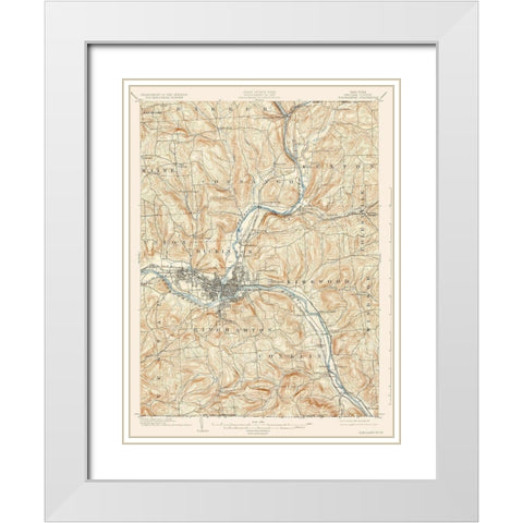 Binghamton New York Quad - USGS 1904 White Modern Wood Framed Art Print with Double Matting by USGS