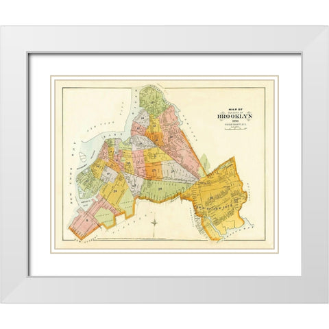 Brooklyn, Unionville New York - Robinson 1890 White Modern Wood Framed Art Print with Double Matting by Robinson