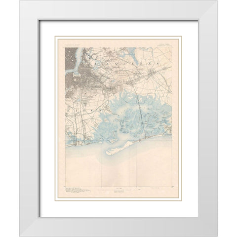 Brooklyn New York Quad - USGS 1891 White Modern Wood Framed Art Print with Double Matting by USGS