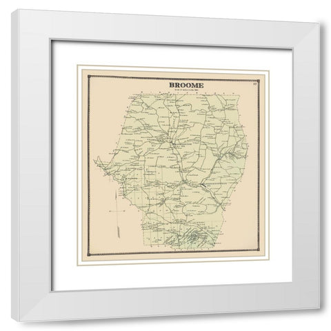 Broome New York Landowner - Beers 1866 White Modern Wood Framed Art Print with Double Matting by Beers