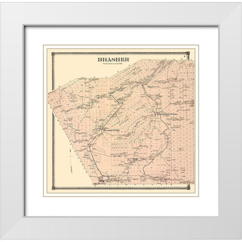 Brasher New York Landowner - Stone 1865 White Modern Wood Framed Art Print with Double Matting by Stone