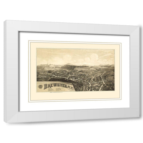 Brewster New York - Burleigh 1887  White Modern Wood Framed Art Print with Double Matting by Burleigh