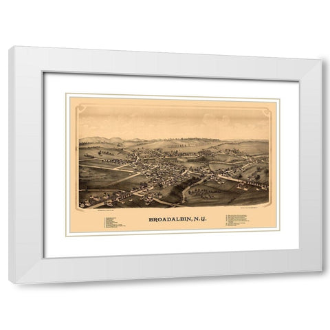Broadalbin New York - Burleigh 1880  White Modern Wood Framed Art Print with Double Matting by Burleigh