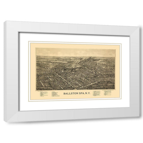 Ballston Spa New York - Fausel 1890  White Modern Wood Framed Art Print with Double Matting by Fausel