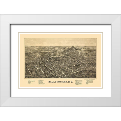 Ballston Spa New York - Fausel 1890  White Modern Wood Framed Art Print with Double Matting by Fausel