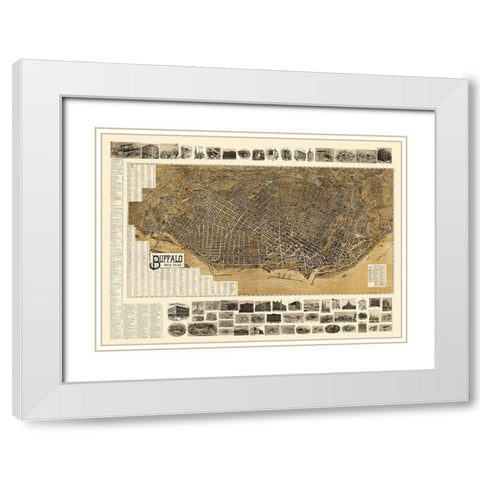 Buffalo New York - Landis 1902 White Modern Wood Framed Art Print with Double Matting by Landis