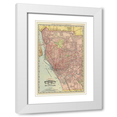 Buffalo New York - Rand McNally 1892 White Modern Wood Framed Art Print with Double Matting by Rand McNally