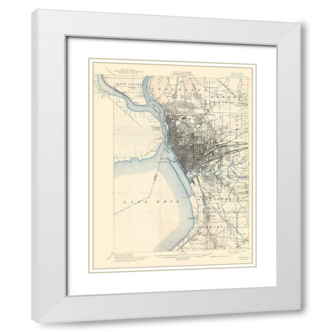 Buffalo New York Quad - USGS 1901 White Modern Wood Framed Art Print with Double Matting by USGS
