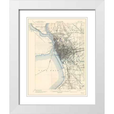 Buffalo New York Quad - USGS 1901 White Modern Wood Framed Art Print with Double Matting by USGS