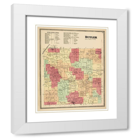 Butler New York Landowner - Beers 1874 White Modern Wood Framed Art Print with Double Matting by Beers