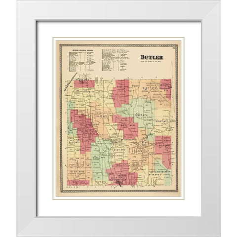 Butler New York Landowner - Beers 1874 White Modern Wood Framed Art Print with Double Matting by Beers