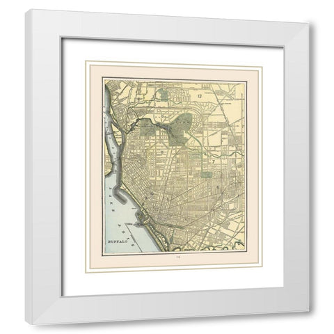 Buffalo  New York - Cram 1892 White Modern Wood Framed Art Print with Double Matting by Cram