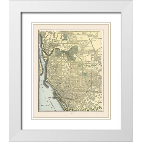 Buffalo  New York - Cram 1892 White Modern Wood Framed Art Print with Double Matting by Cram