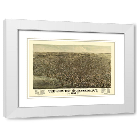 Buffalo New York - Hutchinson 1880  White Modern Wood Framed Art Print with Double Matting by Hutchinson