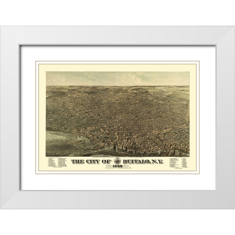 Buffalo New York - Hutchinson 1880  White Modern Wood Framed Art Print with Double Matting by Hutchinson