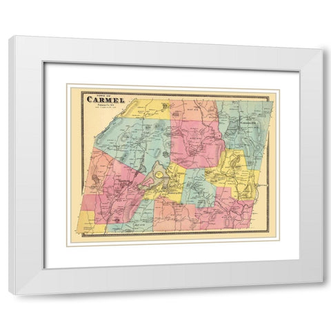 Carmel New York Landowner - Beers 1868 White Modern Wood Framed Art Print with Double Matting by Beers