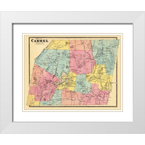 Carmel New York Landowner - Beers 1868 White Modern Wood Framed Art Print with Double Matting by Beers