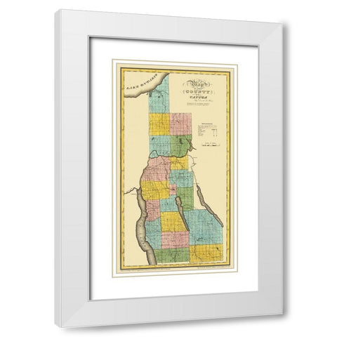 Cayuga New York Landowner - Burr 1829 White Modern Wood Framed Art Print with Double Matting by Burr