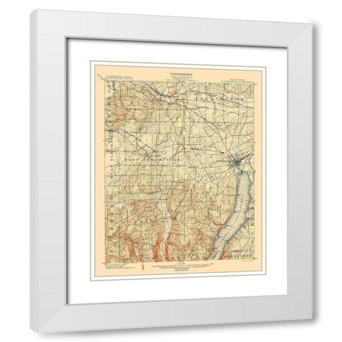 Canandaigua New York Quad - USGS 1903 White Modern Wood Framed Art Print with Double Matting by USGS