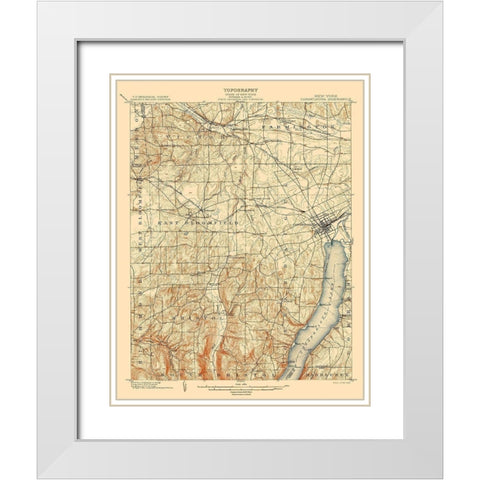 Canandaigua New York Quad - USGS 1903 White Modern Wood Framed Art Print with Double Matting by USGS