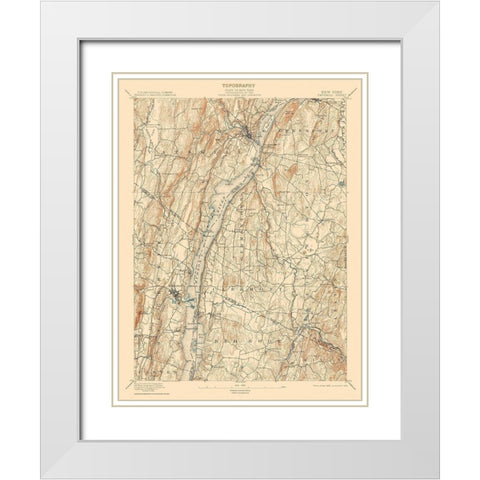 Catskill New York Sheet - USGS 1895 White Modern Wood Framed Art Print with Double Matting by USGS