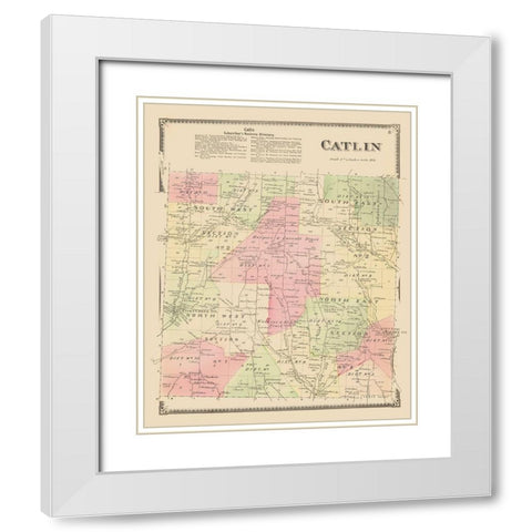 Catlin New York Landowner - Beers 1869 White Modern Wood Framed Art Print with Double Matting by Beers