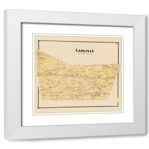 Carlisle New York Landowner - Beers 1866 White Modern Wood Framed Art Print with Double Matting by Beers